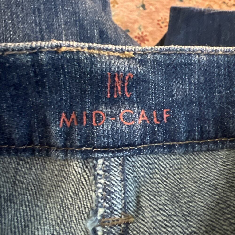 I.N.C. International Concepts Cuffed Dark Blue Mid Calf  Jeans Stretch 6 Y2K - Picture 4 of 11